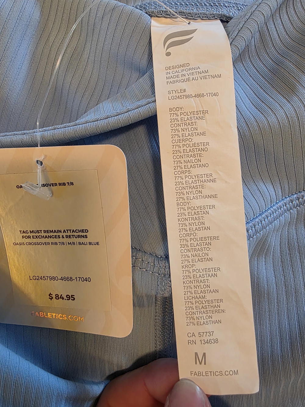 Fabletics Light Blue Ribbed Leggings - Picture 3 of 6
